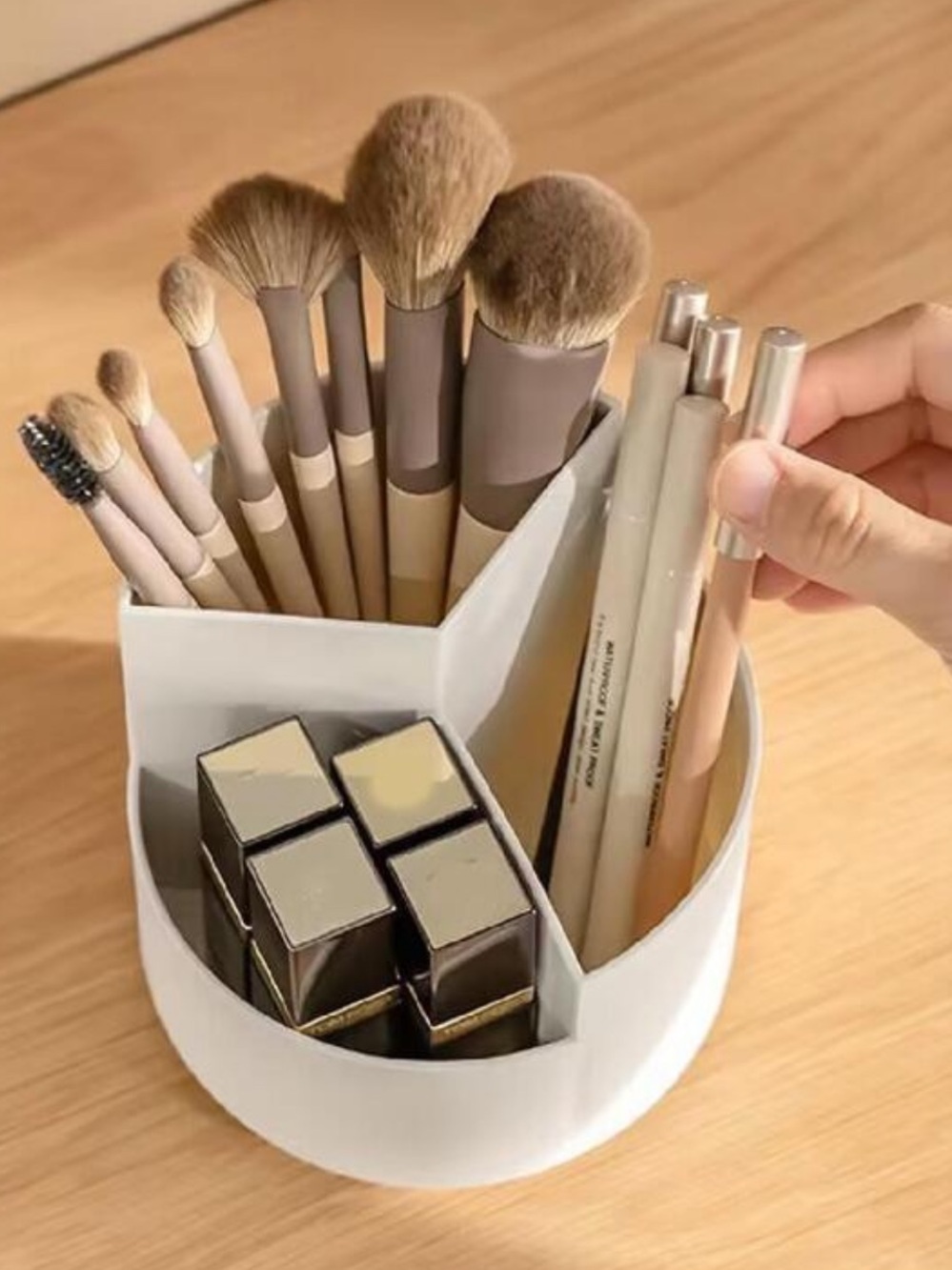 1pc Rotatable Makeup Brush Storage Holder,For Holiday Beach, Bathroom Collection